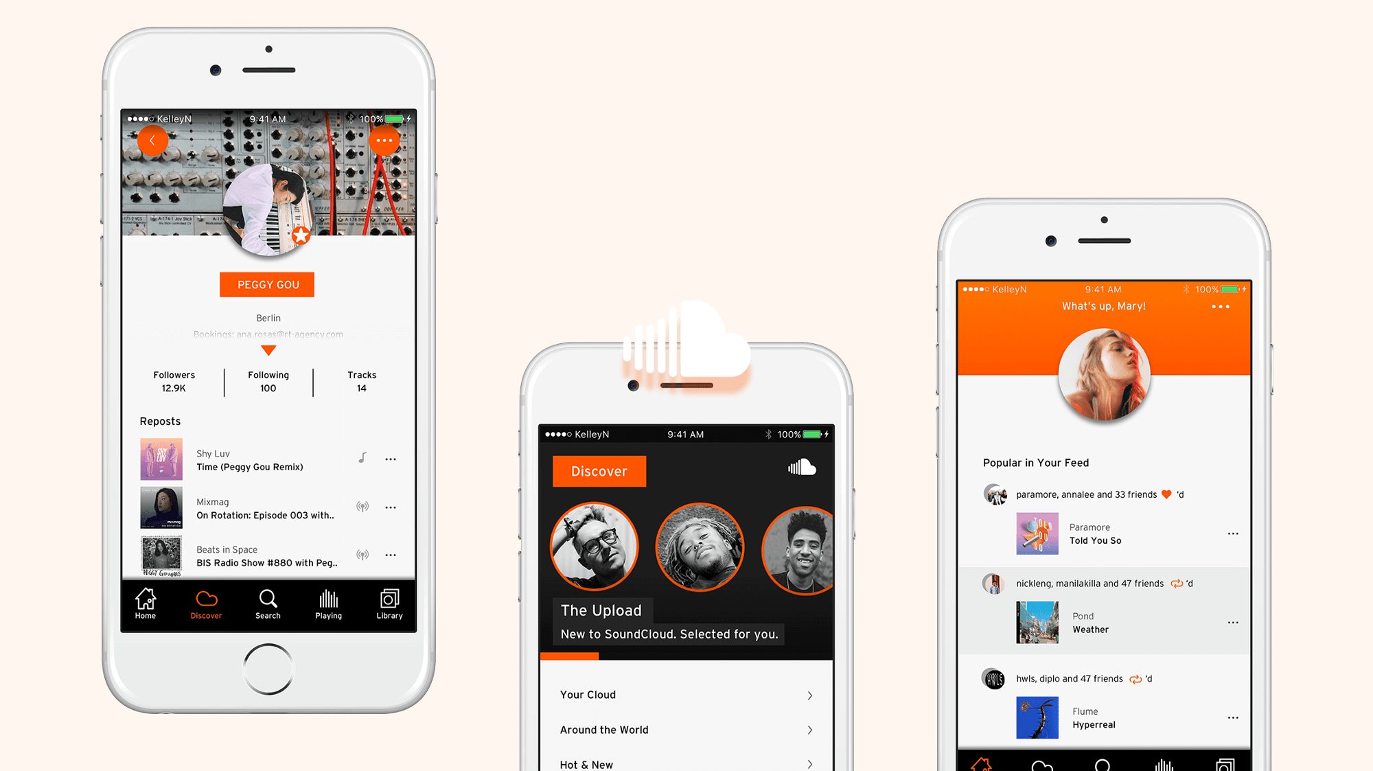 Screenshot from Kelley's Soundcloud App Redesign