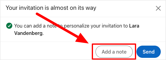 Example of Adding A Note To LinkedIn Connection Request